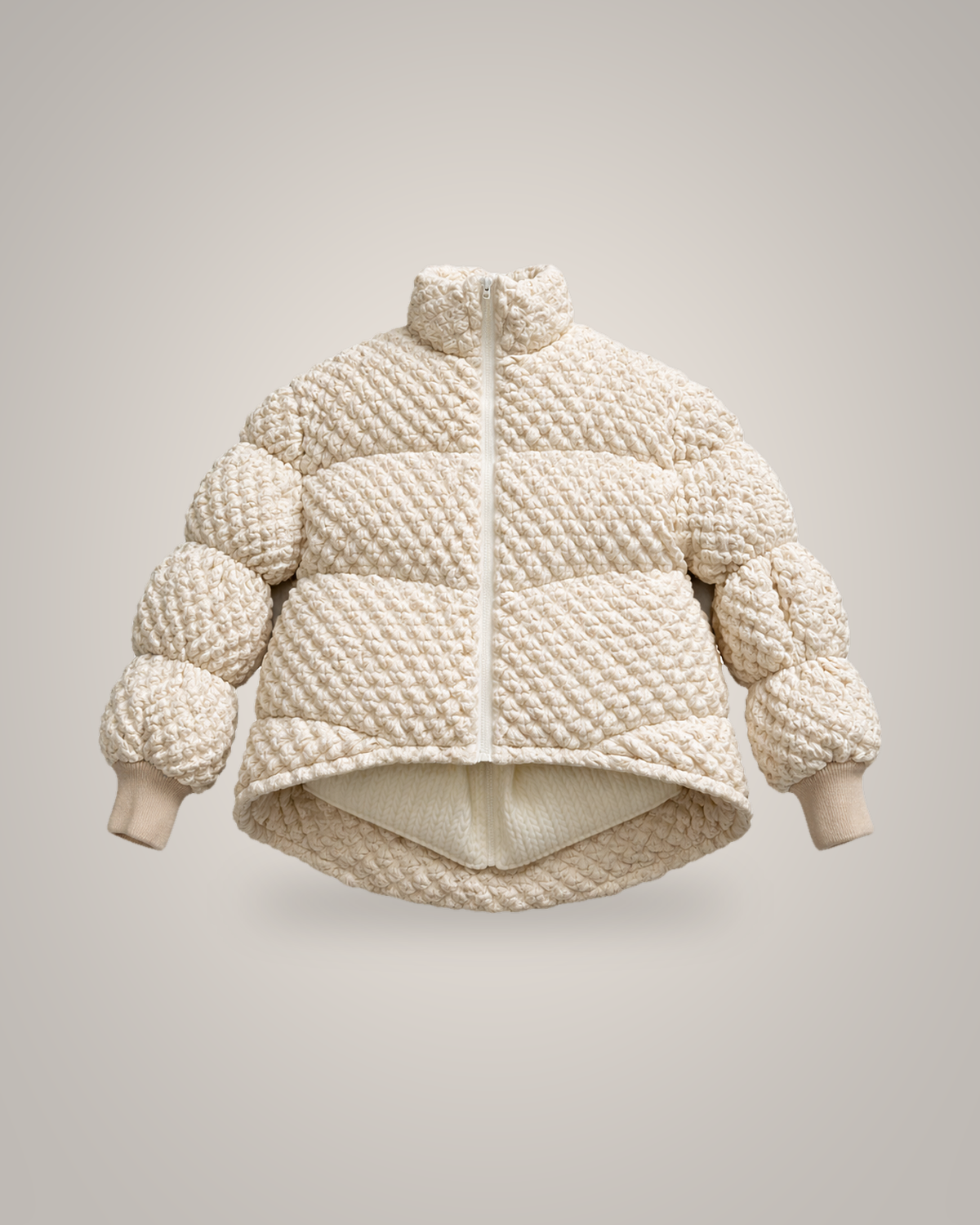 House of Nova Cocoon Coat in cream textured bubble knit