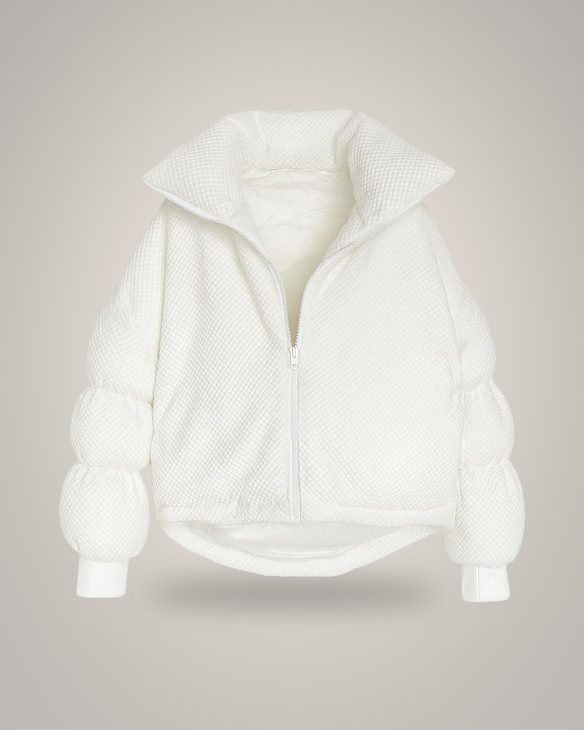 House of Nova Mist Coat in white with curved hem