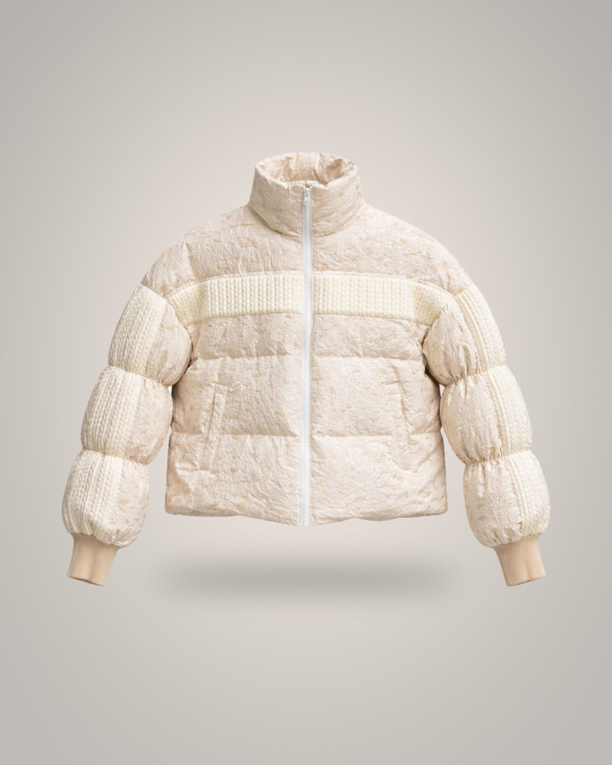 House of Nova Stream Coat in white with ribbed sleeves