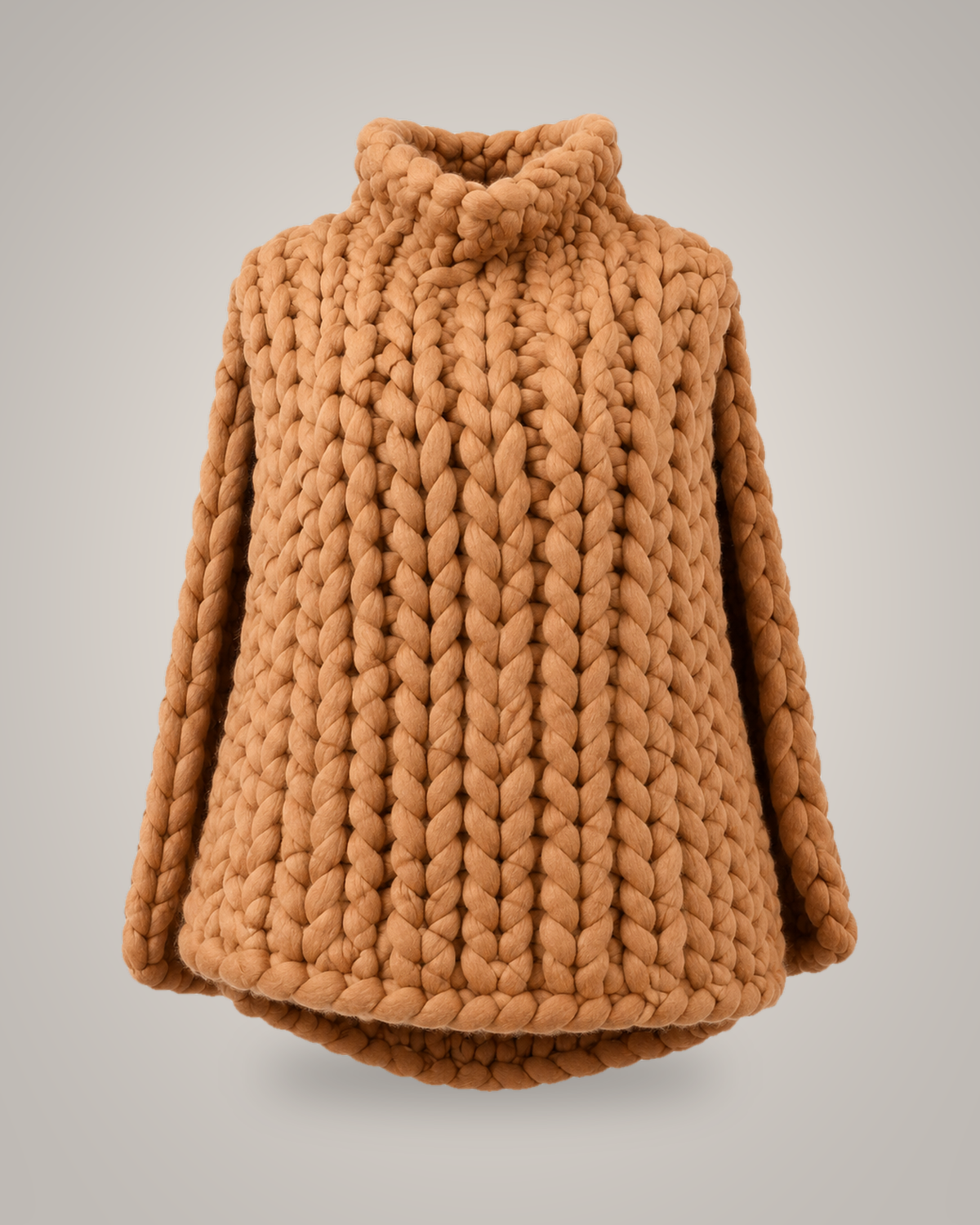 House of Nova Tornado Capelet in camel chunky knit